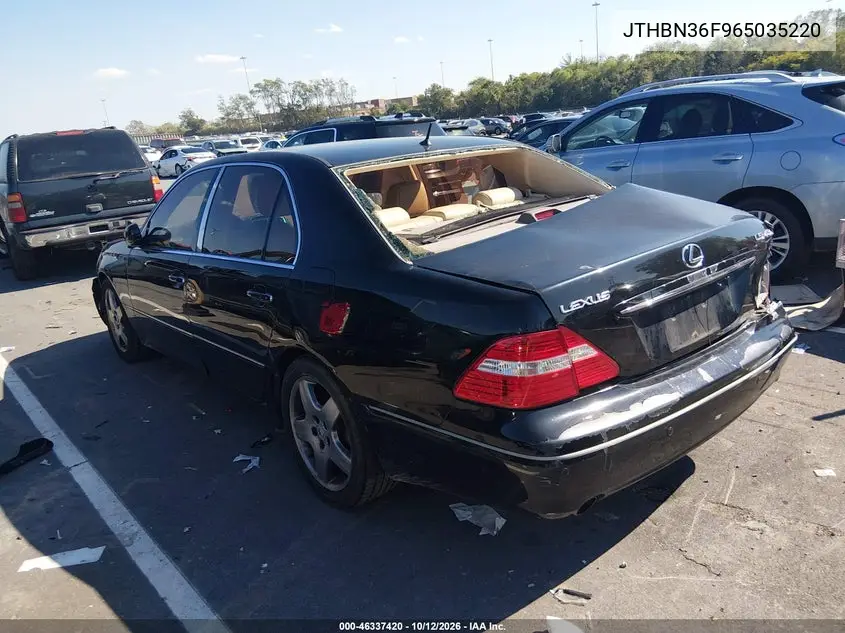 2006 LEXUS LS VIN JTHBN36F965035220 — фото 3