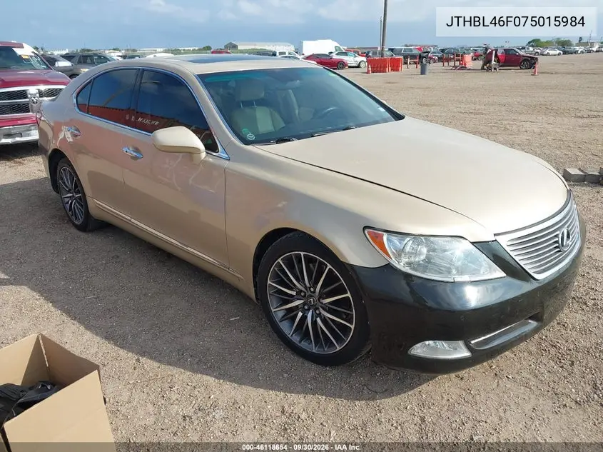 LEXUS LS 2007, VIN JTHBL46F075015984