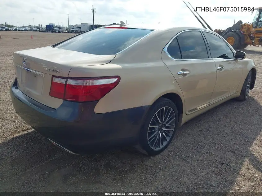 2007 LEXUS LS VIN JTHBL46F075015984 — фото 4
