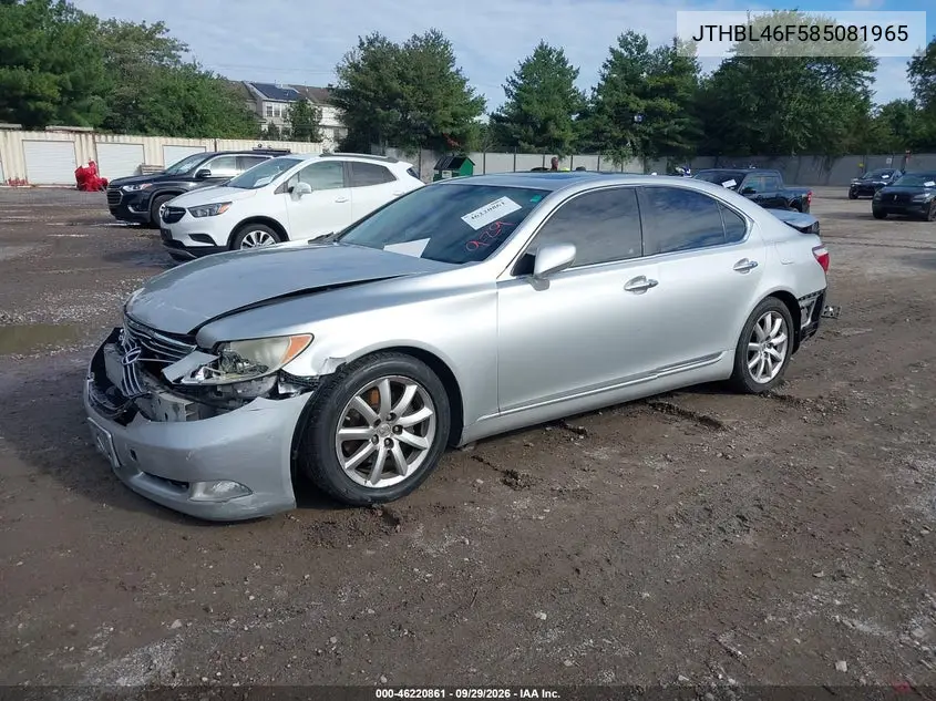 2008 LEXUS LS VIN JTHBL46F585081965 — фото 2