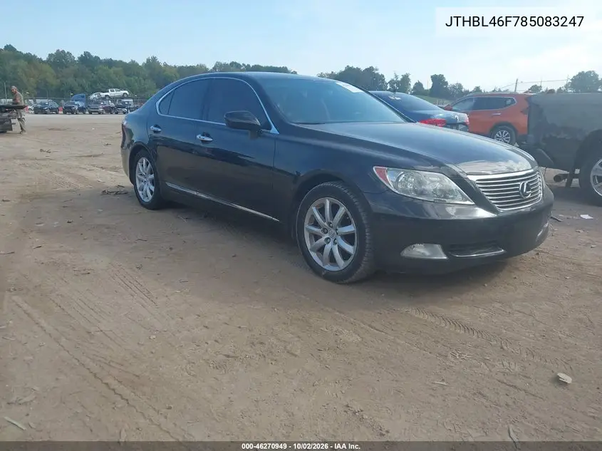 LEXUS LS 2008, VIN JTHBL46F785083247