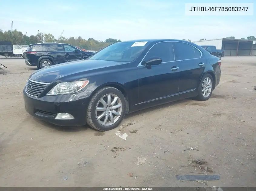 2008 LEXUS LS VIN JTHBL46F785083247 — фото 2