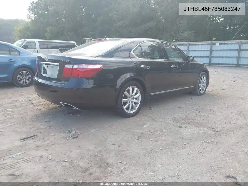 2008 LEXUS LS VIN JTHBL46F785083247 — фото 4
