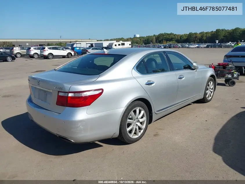 2008 LEXUS LS VIN JTHBL46F785077481 — фото 4