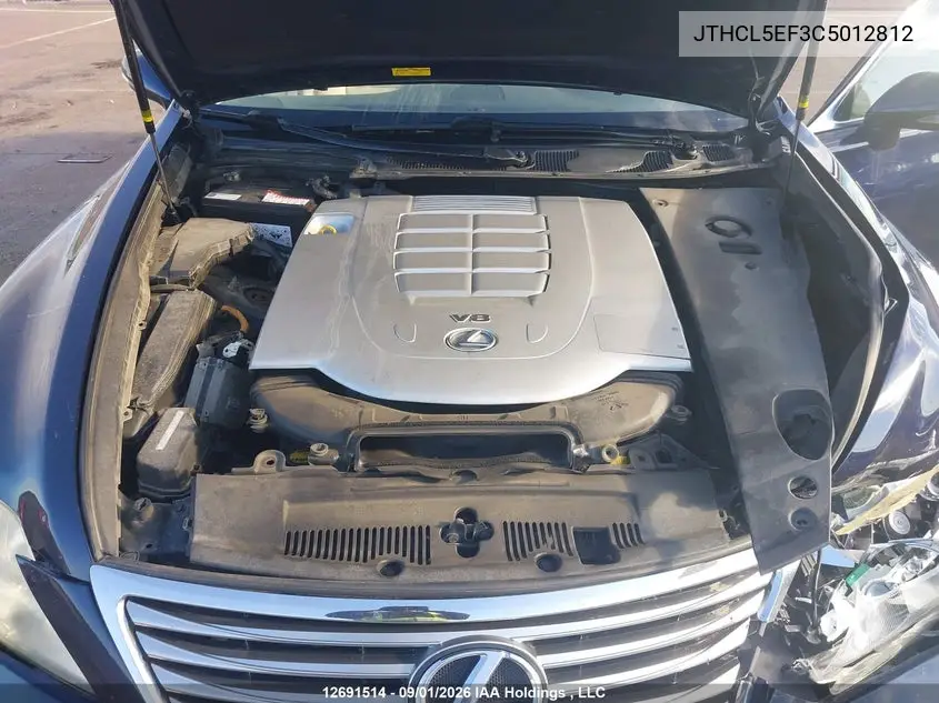 2012 LEXUS LS VIN JTHCL5EF3C5012812 — фото 10