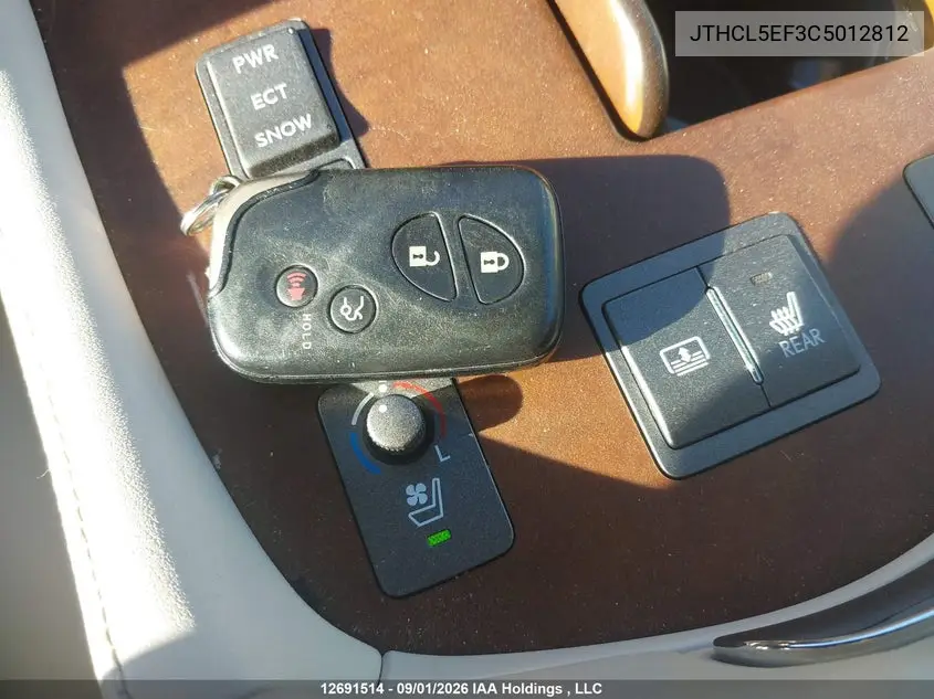 2012 LEXUS LS VIN JTHCL5EF3C5012812 — фото 11