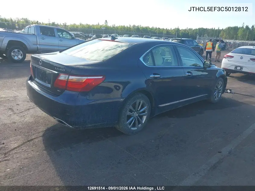 2012 LEXUS LS VIN JTHCL5EF3C5012812 — фото 4