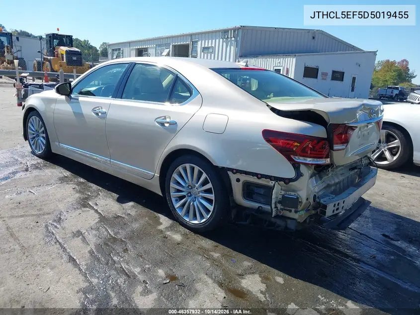 2013 LEXUS LS VIN JTHCL5EF5D5019455 — фото 3