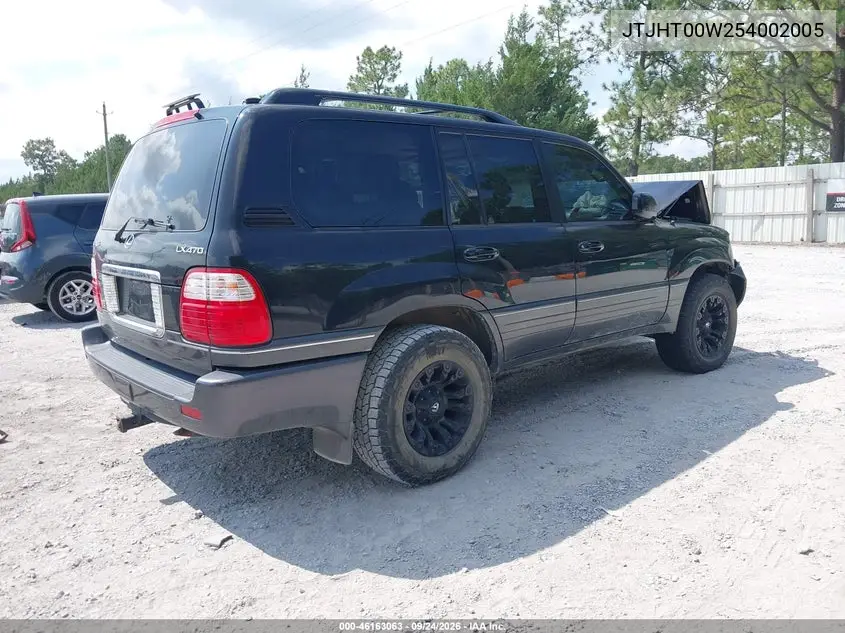 2005 LEXUS LX VIN JTJHT00W254002005 — фото 4