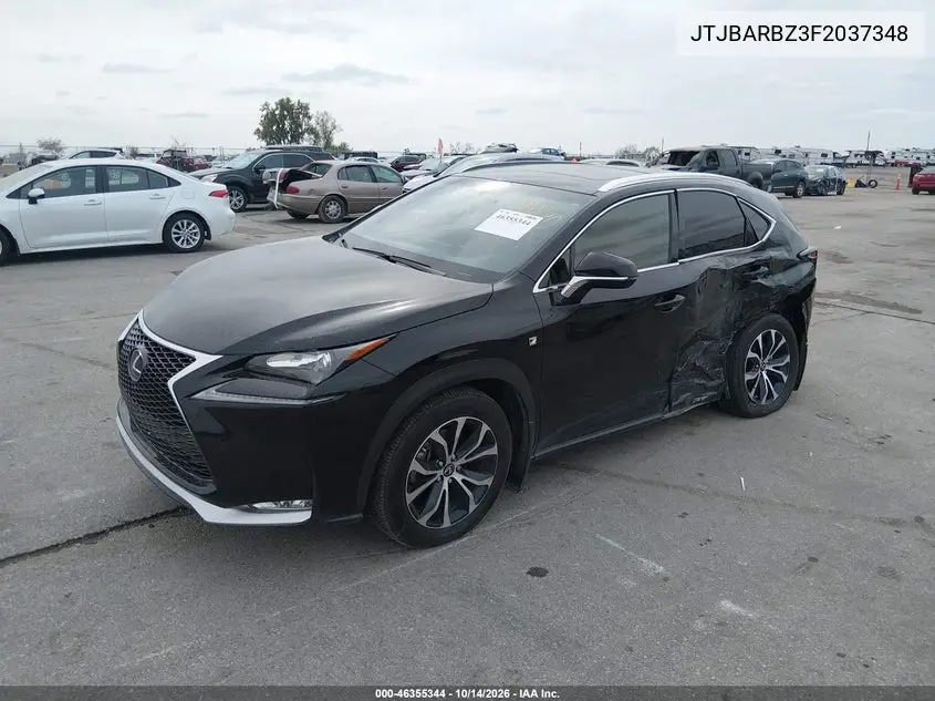 2015 LEXUS NX VIN JTJBARBZ3F2037348 — фото 2