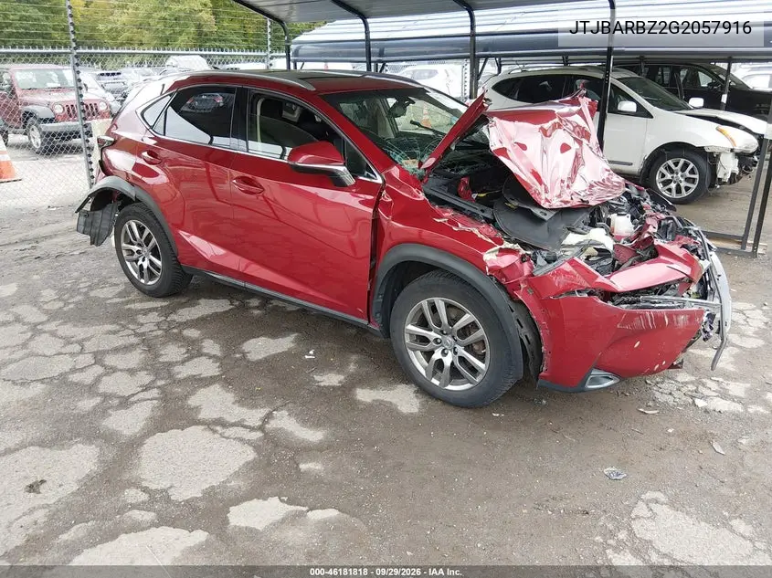 LEXUS NX 2016, VIN JTJBARBZ2G2057916