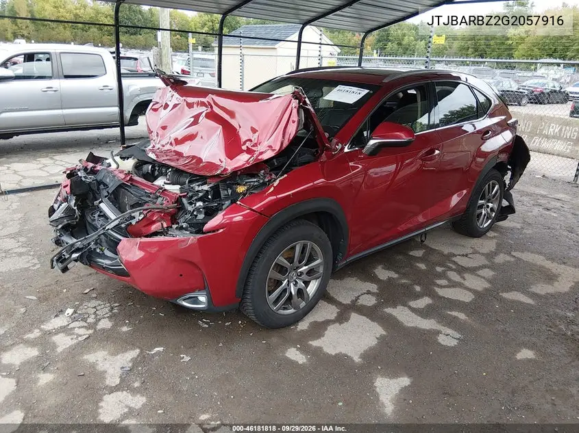 2016 LEXUS NX VIN JTJBARBZ2G2057916 — фото 2