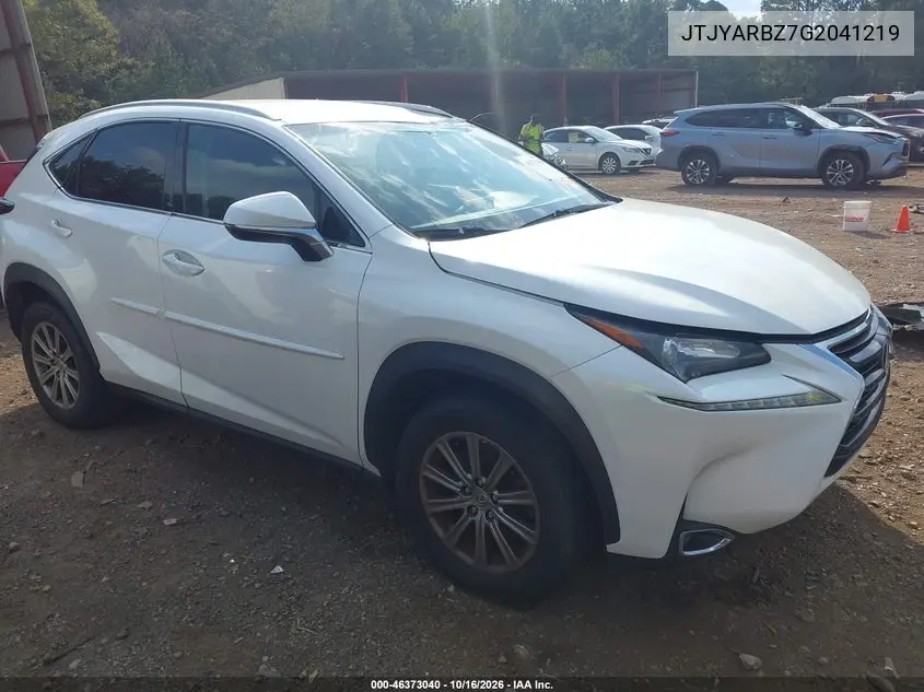 LEXUS NX 2016, VIN JTJYARBZ7G2041219