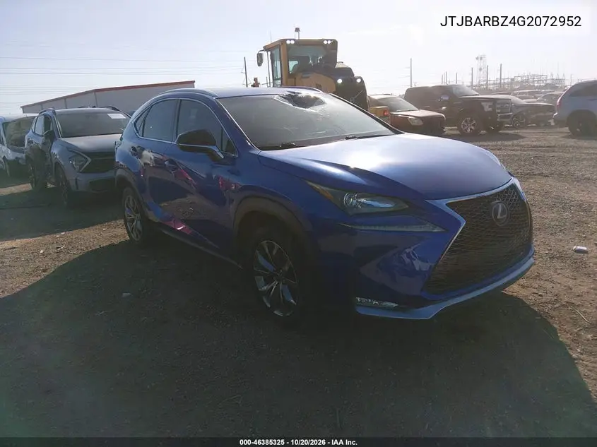 LEXUS NX 2016, VIN JTJBARBZ4G2072952