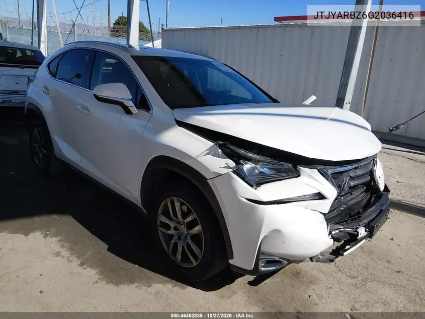 LEXUS NX 2016, VIN JTJYARBZ6G2036416