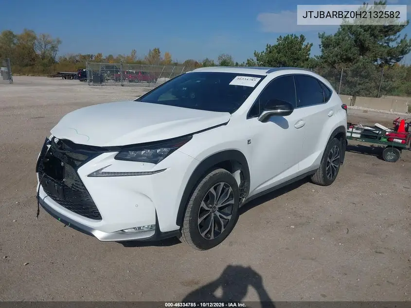 2017 LEXUS NX VIN JTJBARBZ0H2132582 — фото 2