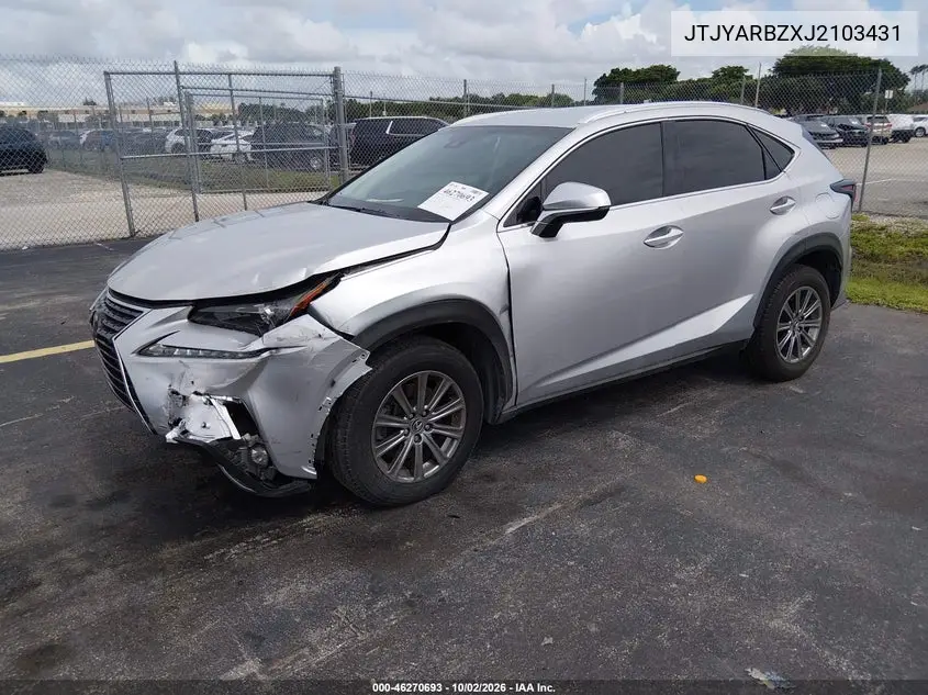 2018 LEXUS NX VIN JTJYARBZXJ2103431 — фото 2