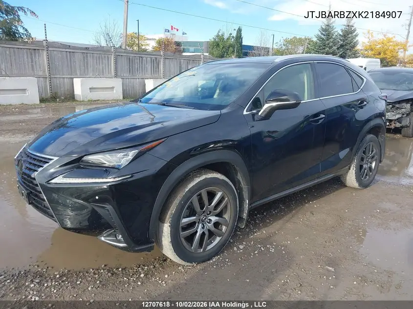 2019 LEXUS NX VIN JTJBARBZXK2184907 — фото 2