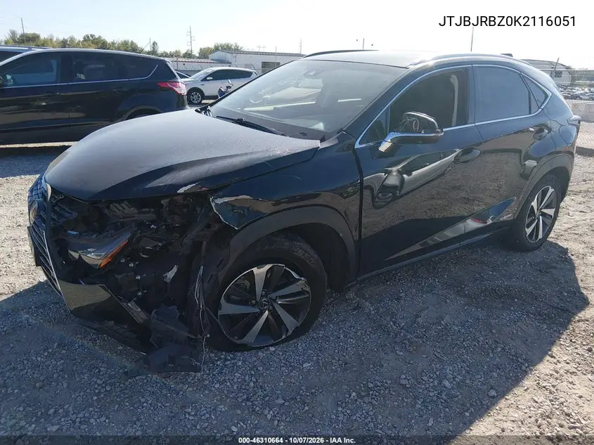2019 LEXUS NX VIN JTJBJRBZ0K2116051 — фото 2