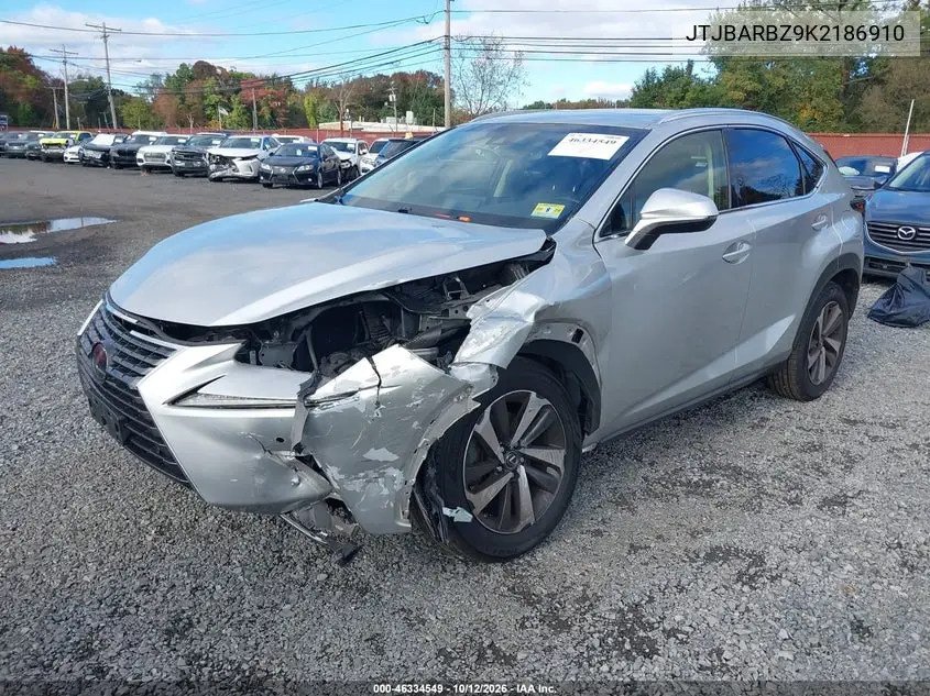 2019 LEXUS NX VIN JTJBARBZ9K2186910 — фото 2