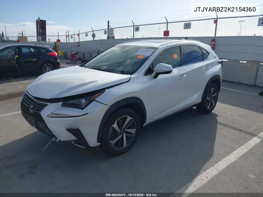 2019 LEXUS NX VIN JTJYARBZ2K2154360 — фото 2
