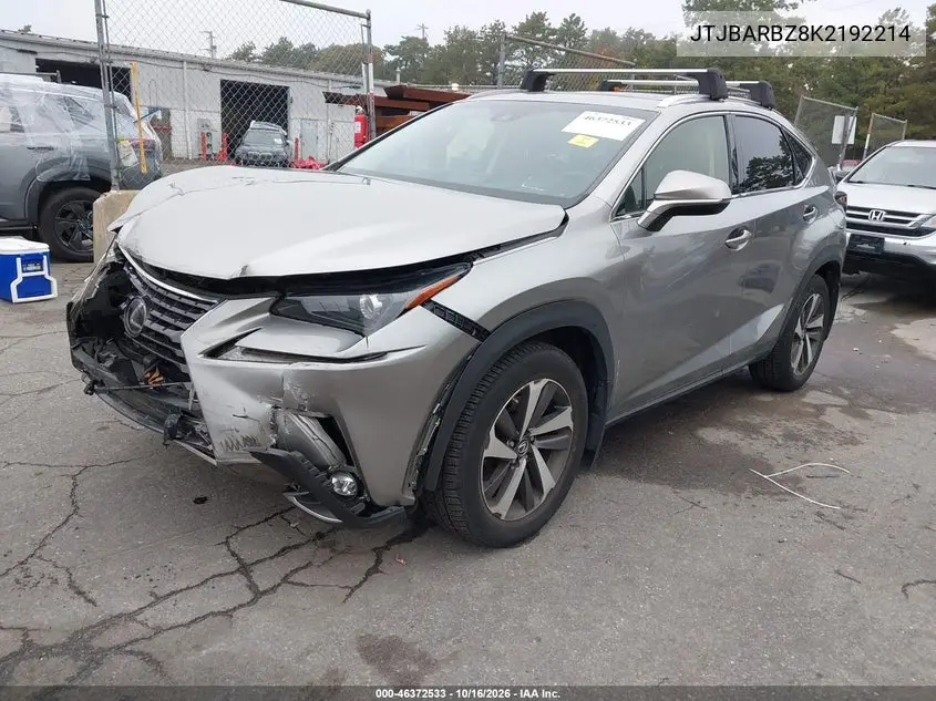 2019 LEXUS NX VIN JTJBARBZ8K2192214 — фото 2