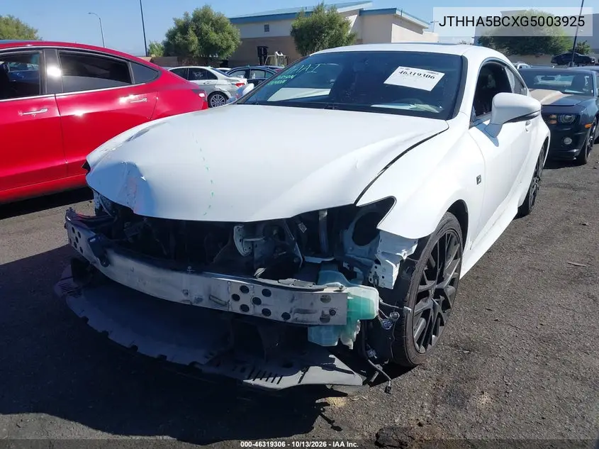 2016 LEXUS RC VIN JTHHA5BCXG5003925 — фото 2