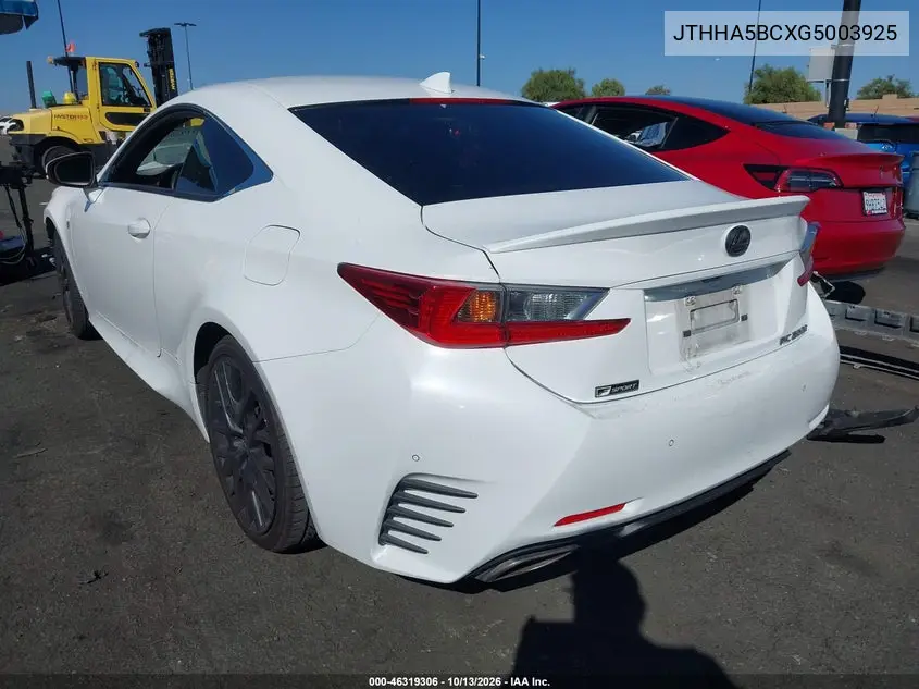 2016 LEXUS RC VIN JTHHA5BCXG5003925 — фото 3