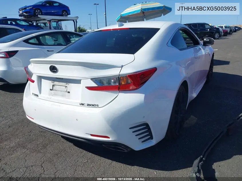 2016 LEXUS RC VIN JTHHA5BCXG5003925 — фото 4