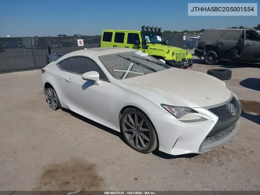 LEXUS RC 2016, VIN JTHHA5BC2G5001554