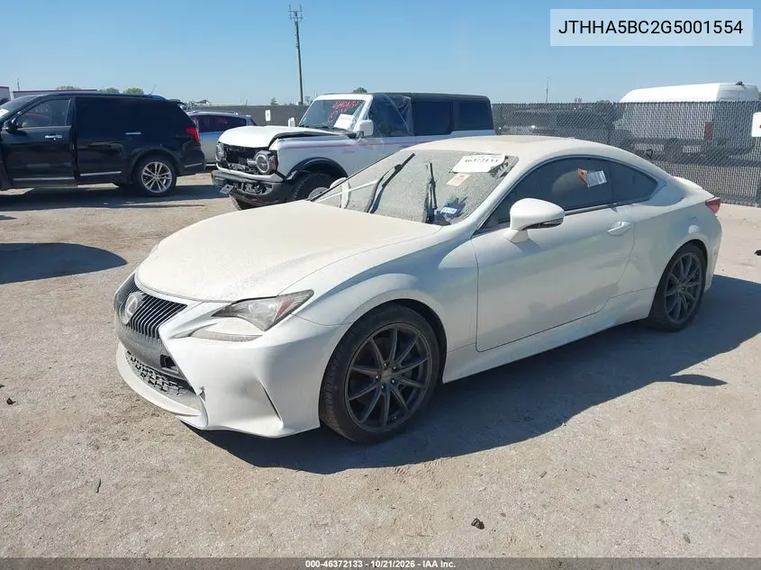 2016 LEXUS RC VIN JTHHA5BC2G5001554 — фото 2