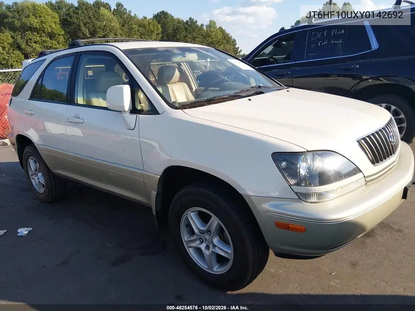 LEXUS RX 2000, VIN JT6HF10UXY0142692