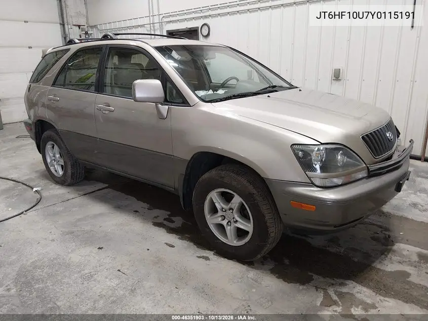 LEXUS RX 2000, VIN JT6HF10U7Y0115191