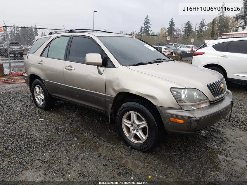 LEXUS RX 2000, VIN JT6HF10U6Y0116526