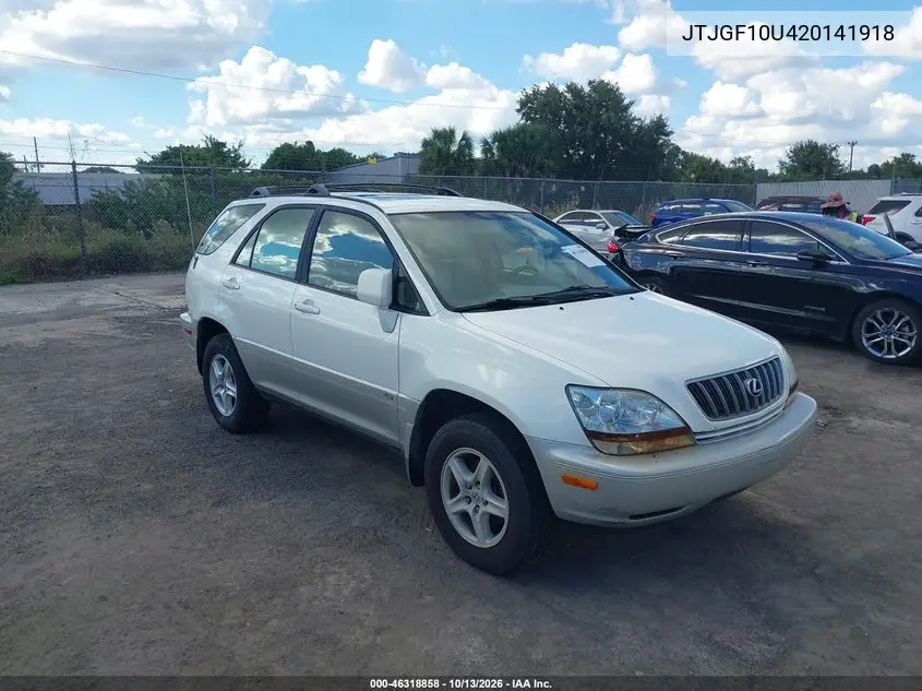 LEXUS RX 2002, VIN JTJGF10U420141918
