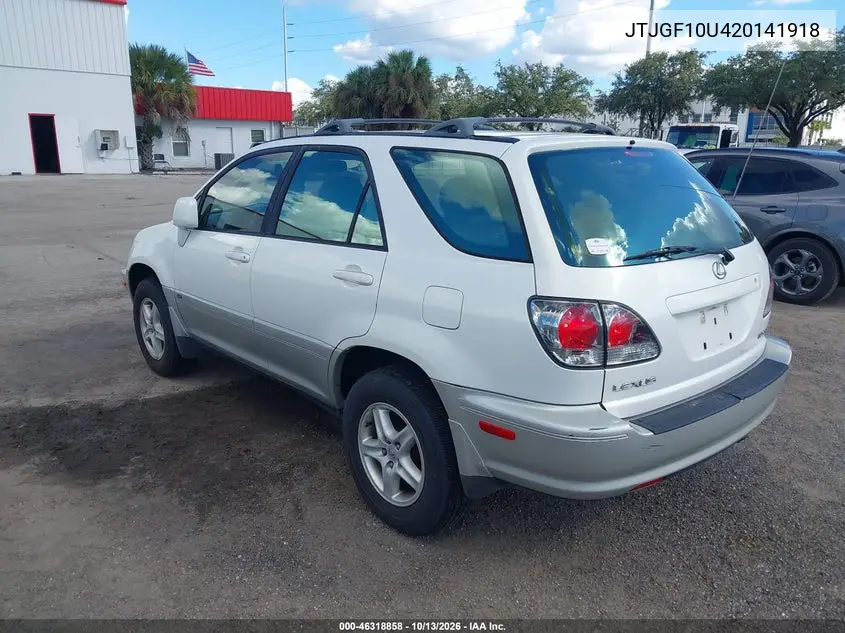 2002 LEXUS RX VIN JTJGF10U420141918 — фото 3