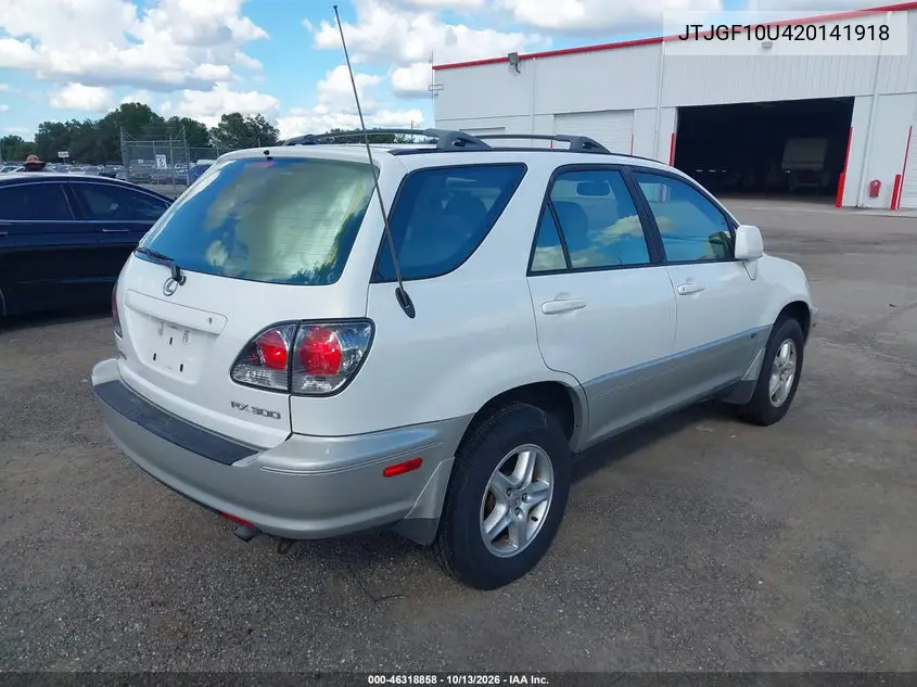 2002 LEXUS RX VIN JTJGF10U420141918 — фото 4