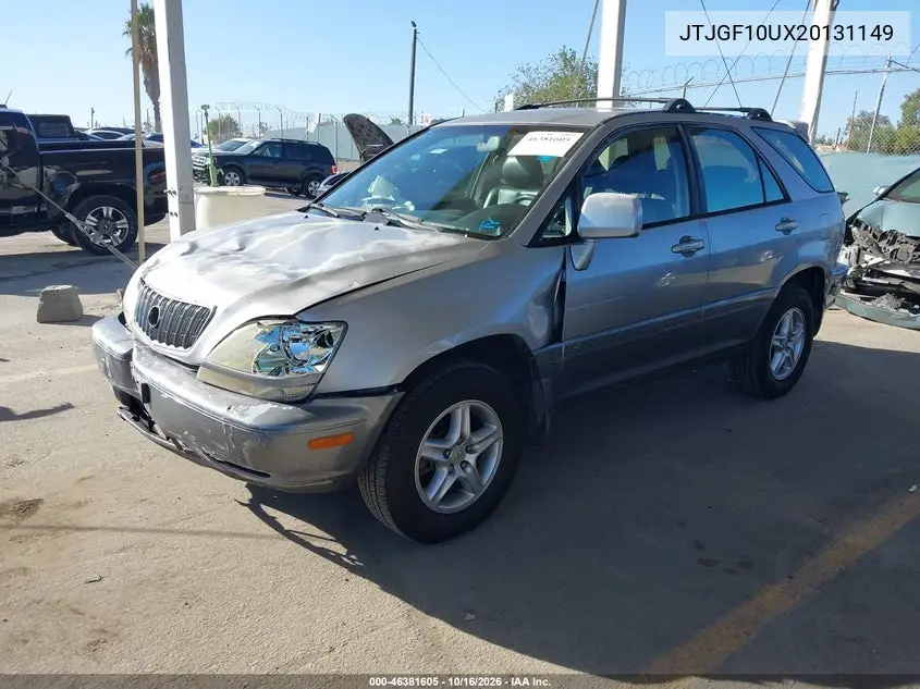 2002 LEXUS RX VIN JTJGF10UX20131149 — фото 2