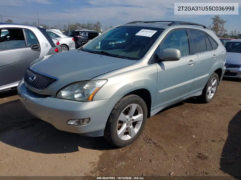 2005 LEXUS RX VIN 2T2GA31U55C036998 — фото 2
