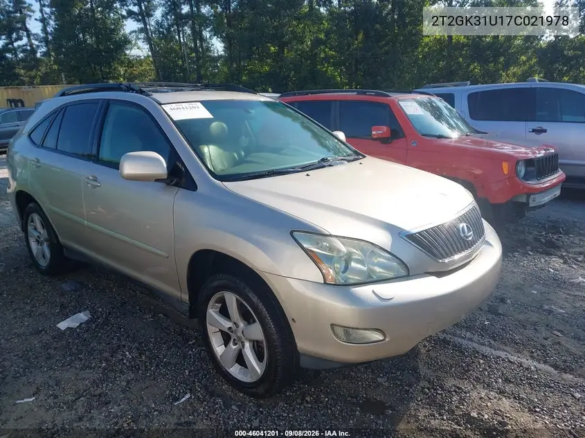 LEXUS RX 2007, VIN 2T2GK31U17C021978