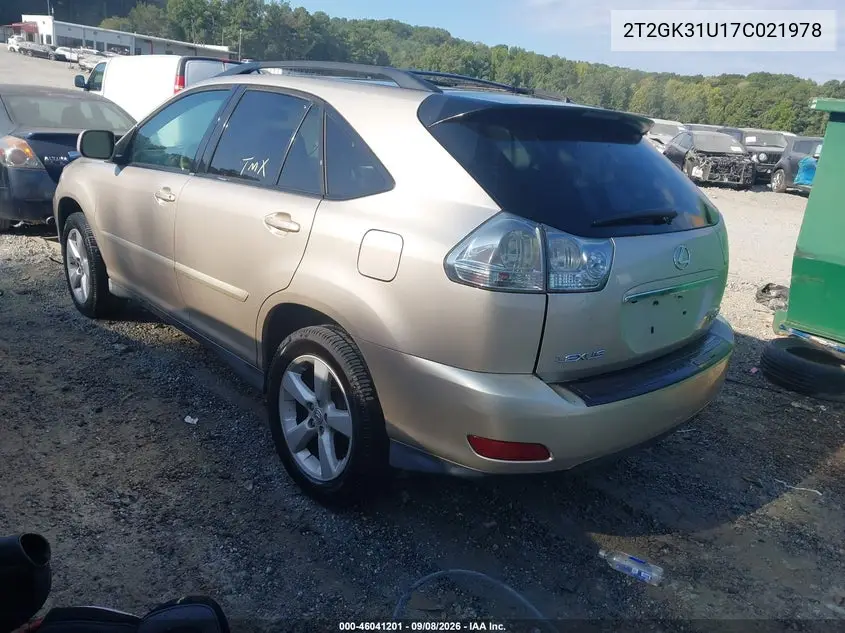 2007 LEXUS RX VIN 2T2GK31U17C021978 — фото 3