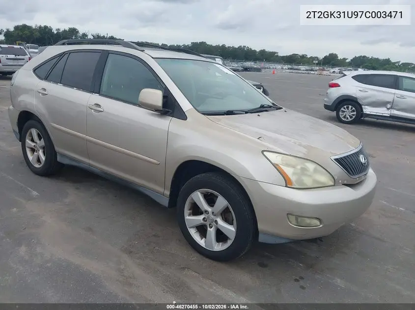 LEXUS RX 2007, VIN 2T2GK31U97C003471