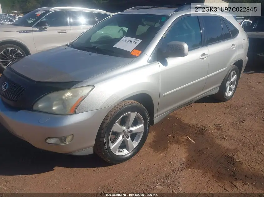2007 LEXUS RX VIN 2T2GK31U97C022845 — фото 2