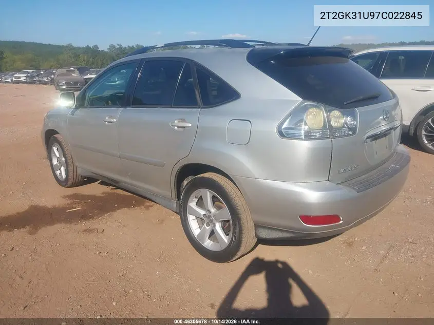 2007 LEXUS RX VIN 2T2GK31U97C022845 — фото 3