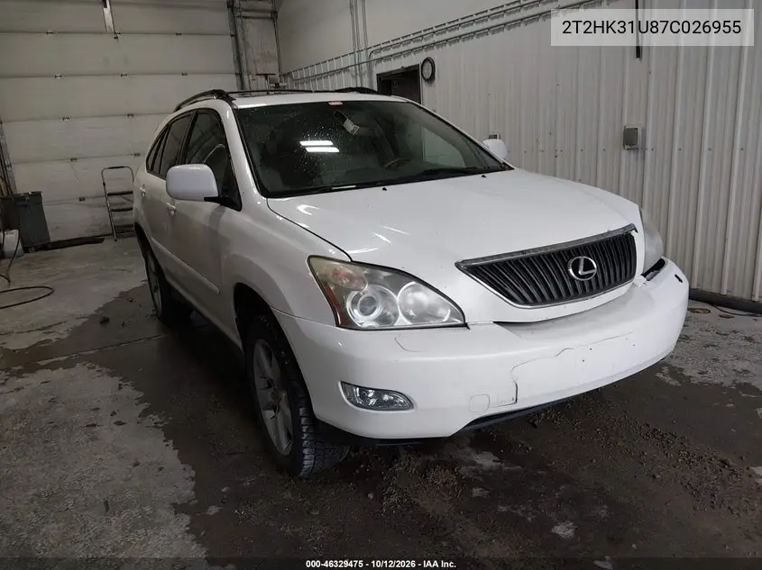 LEXUS RX 2007, VIN 2T2HK31U87C026955