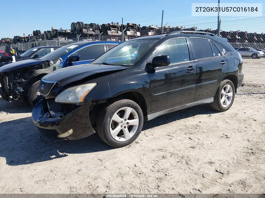 2007 LEXUS RX VIN 2T2GK31U57C016184 — фото 2
