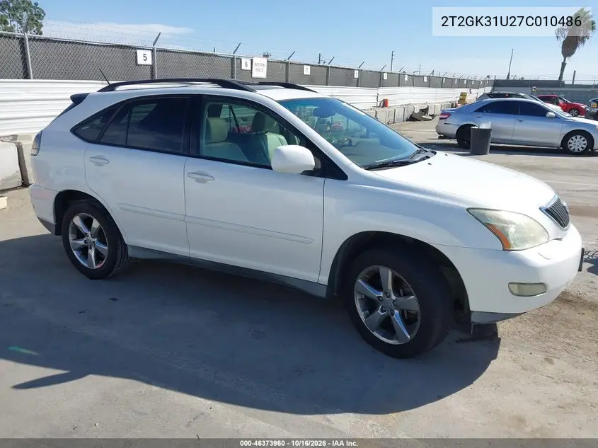 LEXUS RX 2007, VIN 2T2GK31U27C010486