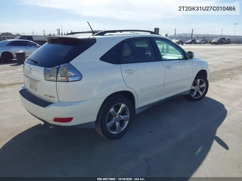 2007 LEXUS RX VIN 2T2GK31U27C010486 — фото 4