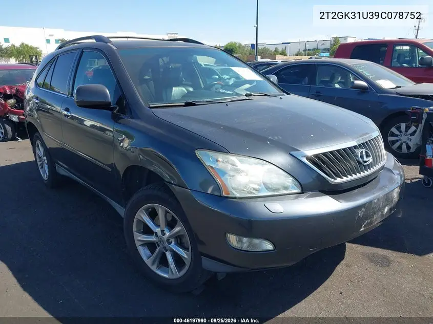LEXUS RX 2009, VIN 2T2GK31U39C078752