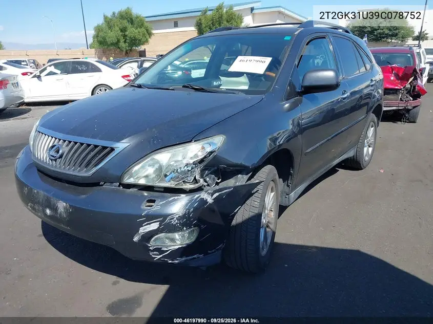 2009 LEXUS RX VIN 2T2GK31U39C078752 — фото 2
